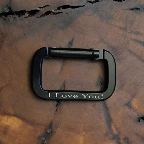Engraved Black Carabiner Keychain Ring Square Shaped - Picture 3 of 5